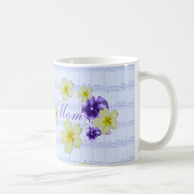 Soft Purple & Yellow Flowers Sheet Music Mom Mug (Right)