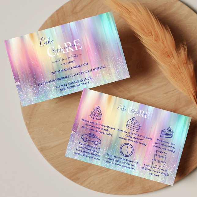 Soft Rainbow Aesthetic Cake Care  Business Card (Creator Uploaded)