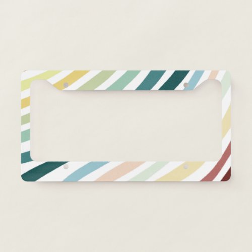 Soft Rainbow Curves Handmade Stripes Boho Chic License Plate Frame