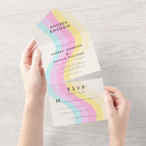 Soft Rainbow Gay Pride LGBTQ Colorful Wedding   All In One Invitation