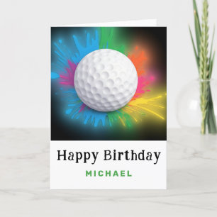*~* Soft Rainbow Golf Ball AP94 Birthday Card