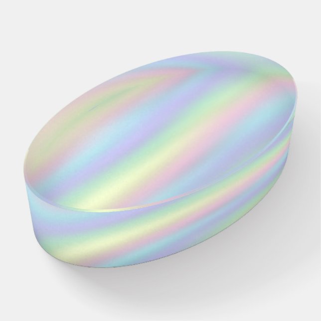 Soft Rainbow Holographic | Custom Paperweight (Angled)