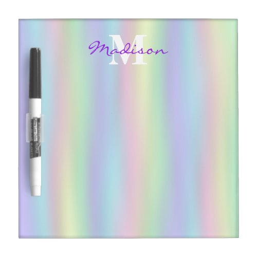 Soft Rainbow Holographic  Monogram Dry Erase Board