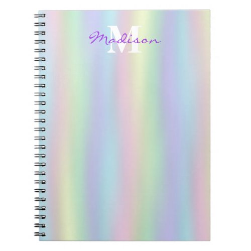 Soft Rainbow Holographic  Monogram  Notebook