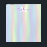 Soft Rainbow Holographic Monogram Notepad<br><div class="desc">This custom notepad features a rainbow design in soft pastel shades of purple, pink, green and yellow. It includes a place for a monogrammed name and initial or other custom message. For more advanced customization of this item (such as font styles, colors, etc.), please click the "customize further" link. Matching...</div>