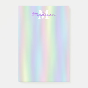 Soft Rainbow Holographic Monogram Post-it Notes