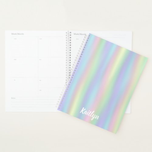 Soft Rainbow Holographic  Personalized Planner