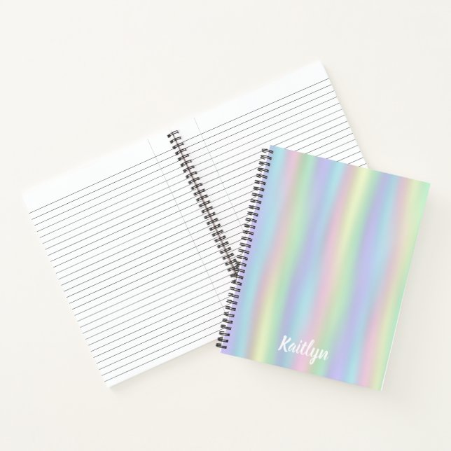 Soft Rainbow Holographic | Personalized Spiral Notebook (Inside)