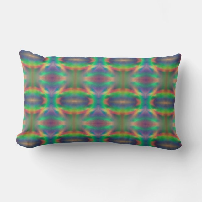 Soft Rainbow Lights Bands Abstract Design Lumbar Pillow (Front)