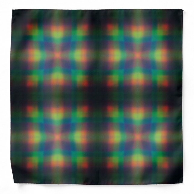 Soft Rainbow Lights Squares Abstract Design Bandana (Front)
