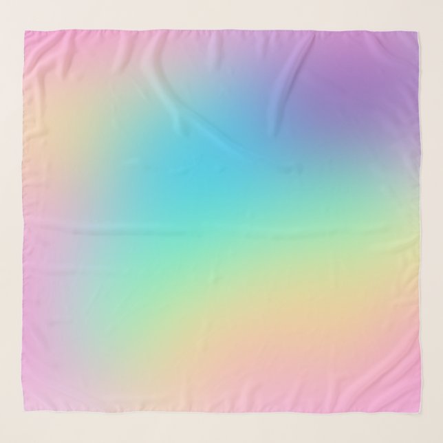 Soft Rainbow Pastel Gradient Design Scarf (Front)