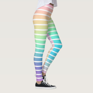 Soft Rainbow Pastel Gradient Stripes Leggings