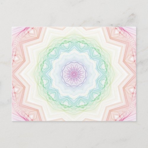 Soft Rainbow Spirograph Postcard