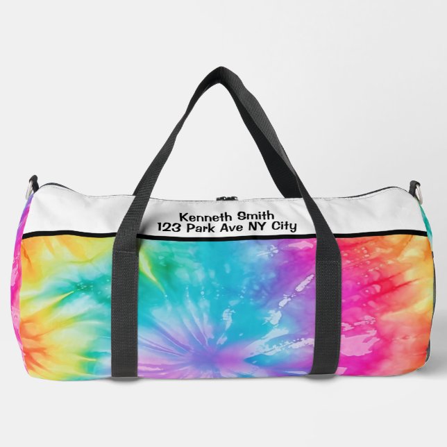 Soft Rainbow Tie Dye Monogram Personalized Kit Duffle Bag (Front)