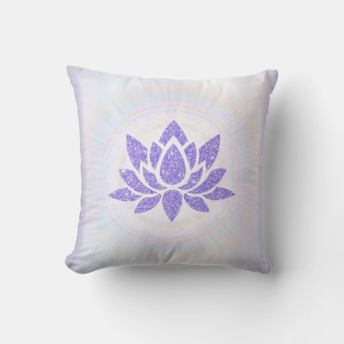  Soft Rays Reiki Energy Healing Lotus Lavender  Throw Pillow