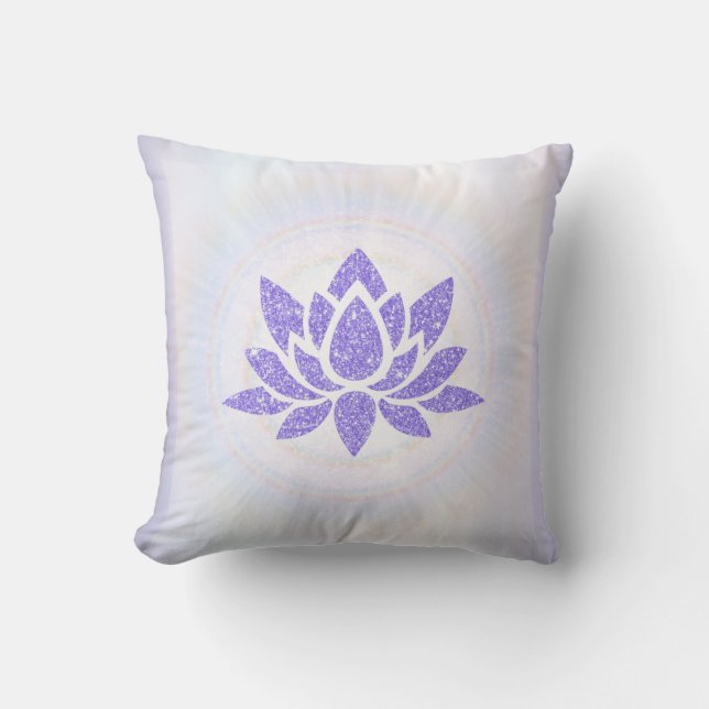 *~* Soft Rays Reiki Energy Healing Lotus Lavender  Throw Pillow (Front)