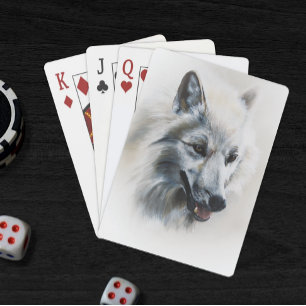 Soft Realistic Majestic White Wolf Portrait Poker Cards