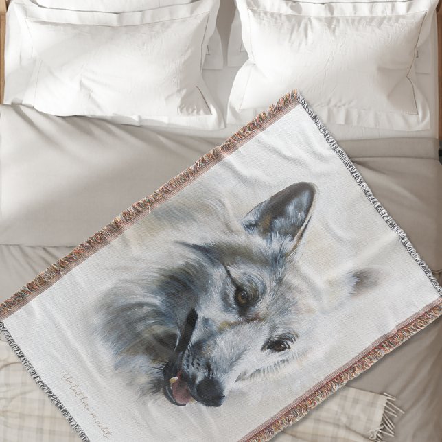 Soft Realistic Majestic White Wolf Portrait Throw Blanket (Creator Uploaded)