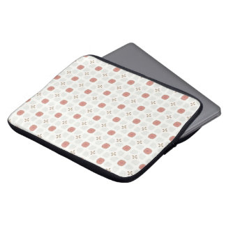 Soft red and beige floral geometric tile pattern laptop sleeve