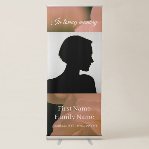 Soft red rose blossom memorial retractable banner