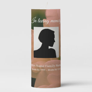 Soft red rose funeral memorial pillar candle