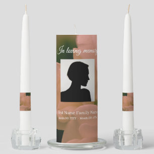 Soft red rose funeral memorial pillar/ taper unity candle set