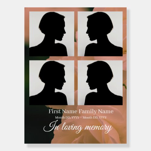 Soft red rose funeral welcome sign bord collage