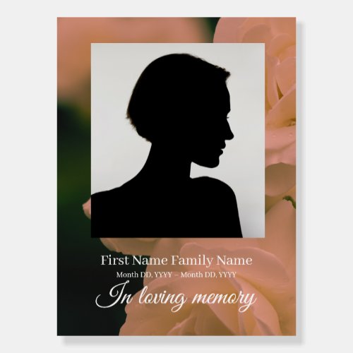 Soft red rose funeral welcome sign foam bord