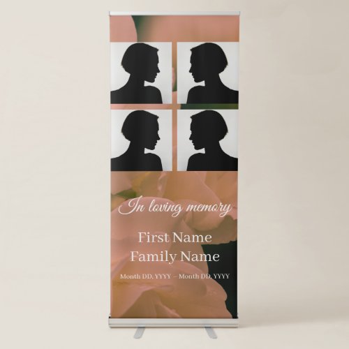 Soft red rose memorial collage retractable banner