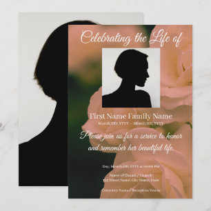Soft red rose memorial invitation