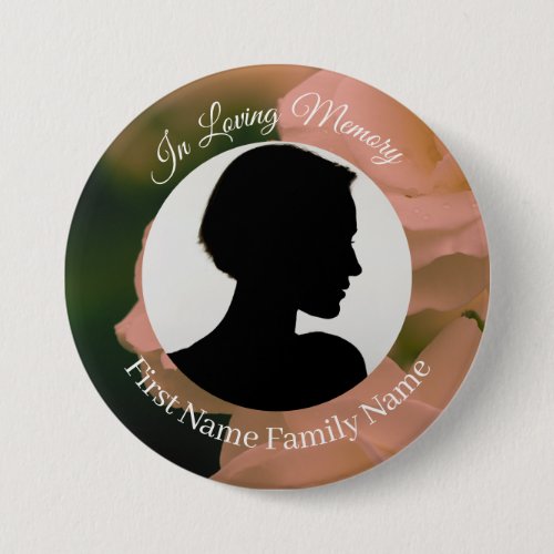 Soft red rose memorial photo button