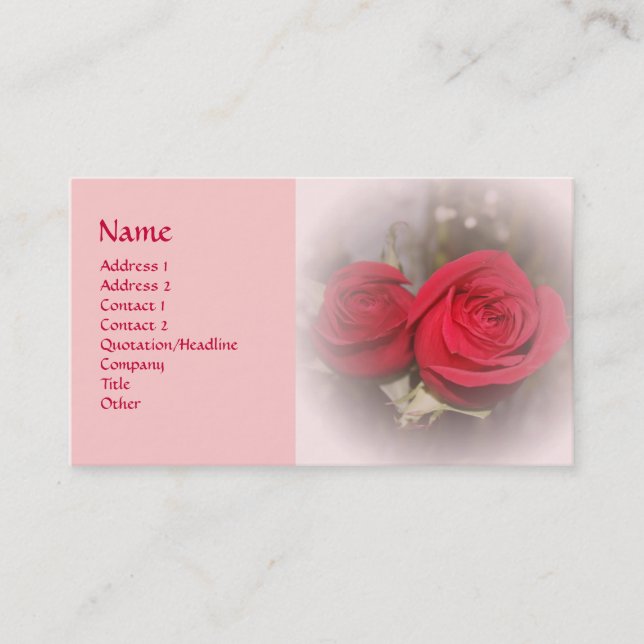 Soft Red Rose Pair Business Card (Front)