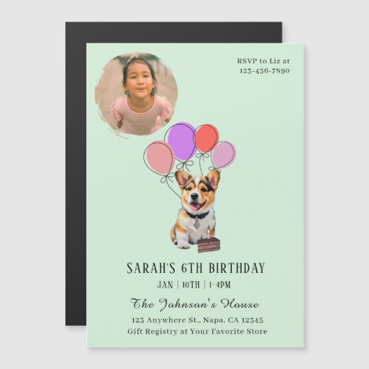 Soft Refreshing Mint Green - Fun Corgi Birthday (Front/Back)