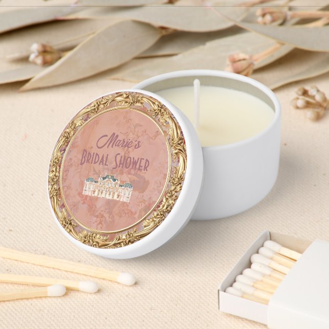 Soft Renaissance Rococo Aesthetic Bridal Shower Mini Candle Favors (Insitu)