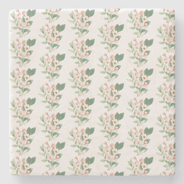 Soft Retro Floral Arrangement  Stone Coaster (Front)