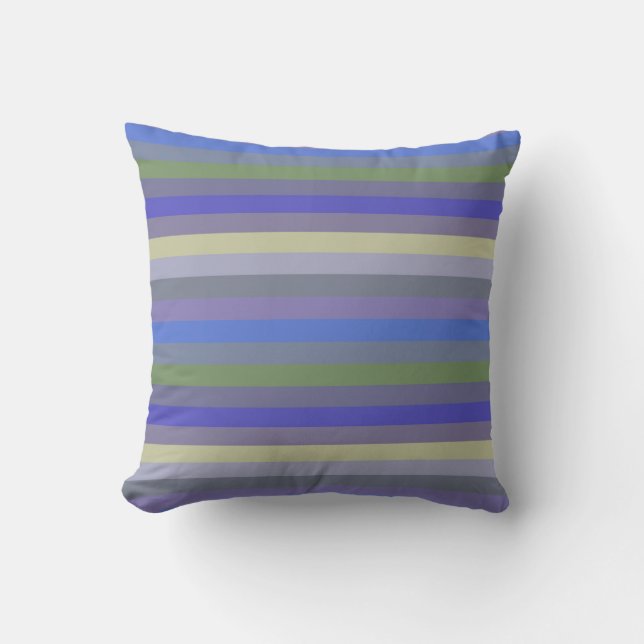 Soft Retro Rainbow Horizontal Stripes Throw Pillow (Front)