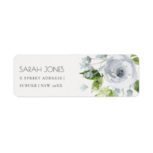 SOFT ROMANTIC AQUA BLUE WATERCOLOR FLORAL ADDRESS LABEL