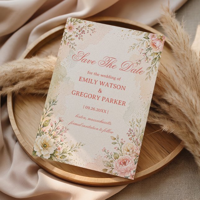 Soft Romantic Floral Save The Date (Creator Uploaded)