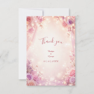 Soft Romantic Floral Wedding Glow Thank You Card