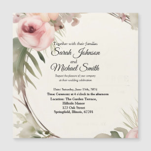 Soft, romantic, floral wedding invitation design