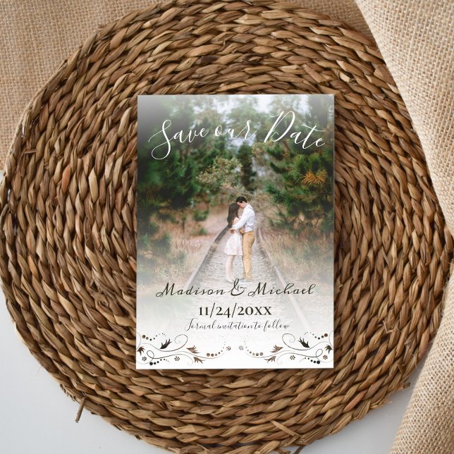 Soft Romantic Photo Save The Date Announcement (Soft Romantic Photo Save the Date)