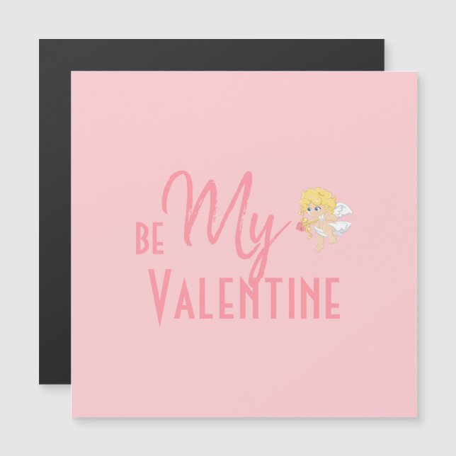 Soft Romantic Pink Be My Valentine Magnetic Card (Front/Back)