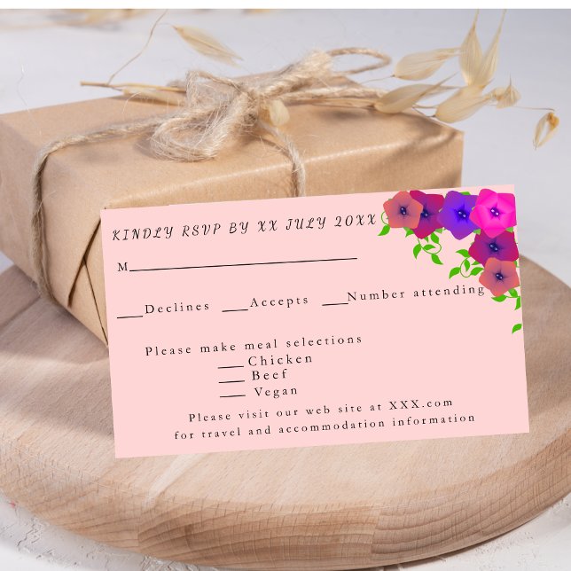 Soft Romantic Pink Petunia RSVP Card (Creator Uploaded)