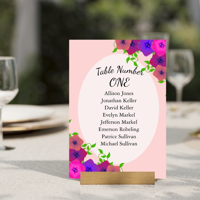 Soft Romantic Pink Petunia Table Number (Creator Uploaded)