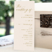 Soft Romantic Script Ivory and Gold Wedding