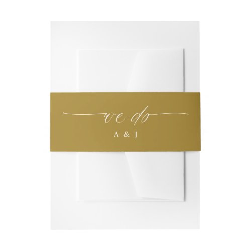 Soft Romantic We Do Gold and Cream Wedding Invitation Belly Band
