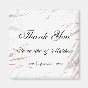 Soft Rose and Gray Flourishes Wedding Magnet