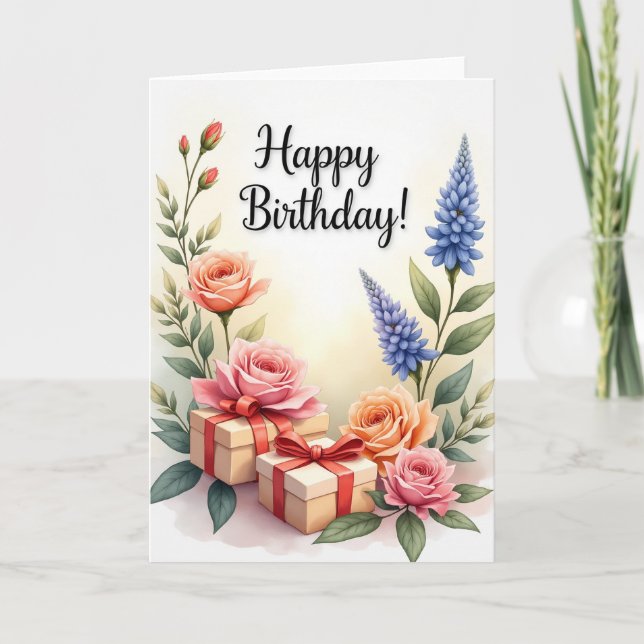 Soft Rose Birthday Card (Front)