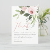 SOFT ROSE BLUSH PINK FLORAL BABY SHOWER THANK YOU INVITATION (Standing Front)