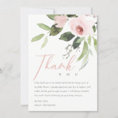 SOFT ROSE BLUSH PINK FLORAL BABY SHOWER THANK YOU INVITATION (Front)